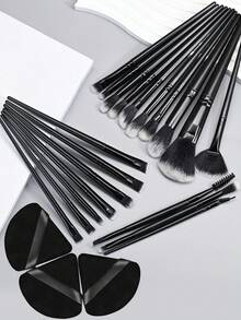 28pcs Ultimate Makeup Brush Set, Including Large Powder Brush, Blush Brush, Contour Brush, Foundation Brush, Concealer Brush, And Eyeshadow Brushes - Comes With Water Drop Makeup Sponge, Thumb Puff, And Triangle Puff - Nylon Bristles, Suitable For All Skin Types. Makeup Brush Set, Makeup Brush Set, Makeup Brush Set, Complete Makeup Brushes, Makeup Brush Set, Complete Makeup Tools, Makeup Brush Set, Makeup Brush Set, Makeup Gift Set - Black - View 14