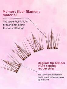 48片棕色蓬松卡通假睫毛，夹式，2秒佩戴，无需胶水，自然纤长睫毛套装，适合日常、约会、角色扮演，睫毛增强工具，深受女性喜爱的热门产品，女性彩妆产品，非常适合时间紧迫的人士。 - 咖啡棕 - 查看 5
