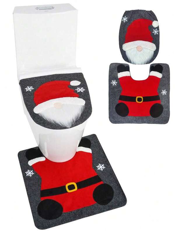 1 Set Weihnachtsmann-Themen Toilettendeckel und Teppich Set - Saisonale Badezimmer Dekoration - Weihnachtsgeschenkidee - Perfekt für Feiertags-Heimdekoration Weihnachtsdekorationen Winter