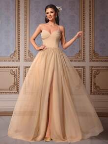 Đầm dạ hội không tay cạp cao ôm dáng VIPGIRL - Màu Khaki - Xem 4