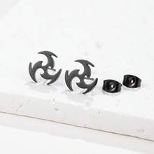 1 Pair Of Black Punk, Geometric Stud Earrings, Darts Pattern, Men's Stud Earrings