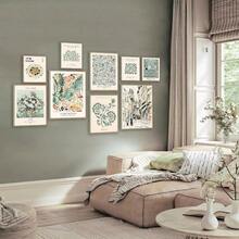 Sage Green Wall Art Prints Eclectic Decor, 9 PCS Sage Green Wall Decor Aesthetic, Green Matisse Wall Art Exhibition Poster Set, Bathroom, Hallway - Unframed