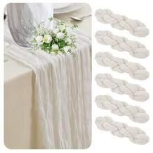 1条/6条/10条装雪纺桌旗，浪漫波西米亚风薄纱褶皱桌旗，适合春夏新娘送礼会、婚礼派对、花园小屋装饰、生日派对、宴会、高端晚宴及各种节日庆典——礼品、海滩、返校季、学习用品 - 彩色 - 查看 16