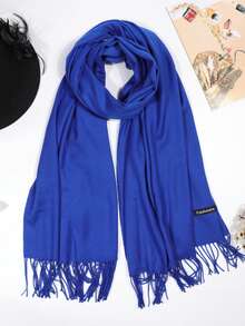 1 Stück Damen Einfarbiger Fransen Eleganter, leichter und weicher Schal für Outdoor Sonnenschutz