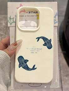 Ocean 1件装白色双鲸圣经图案全包覆TPU防震手机壳，兼容苹果16、15、14、13、12、11 Pro Max及系列 - 彩色 - 查看 4