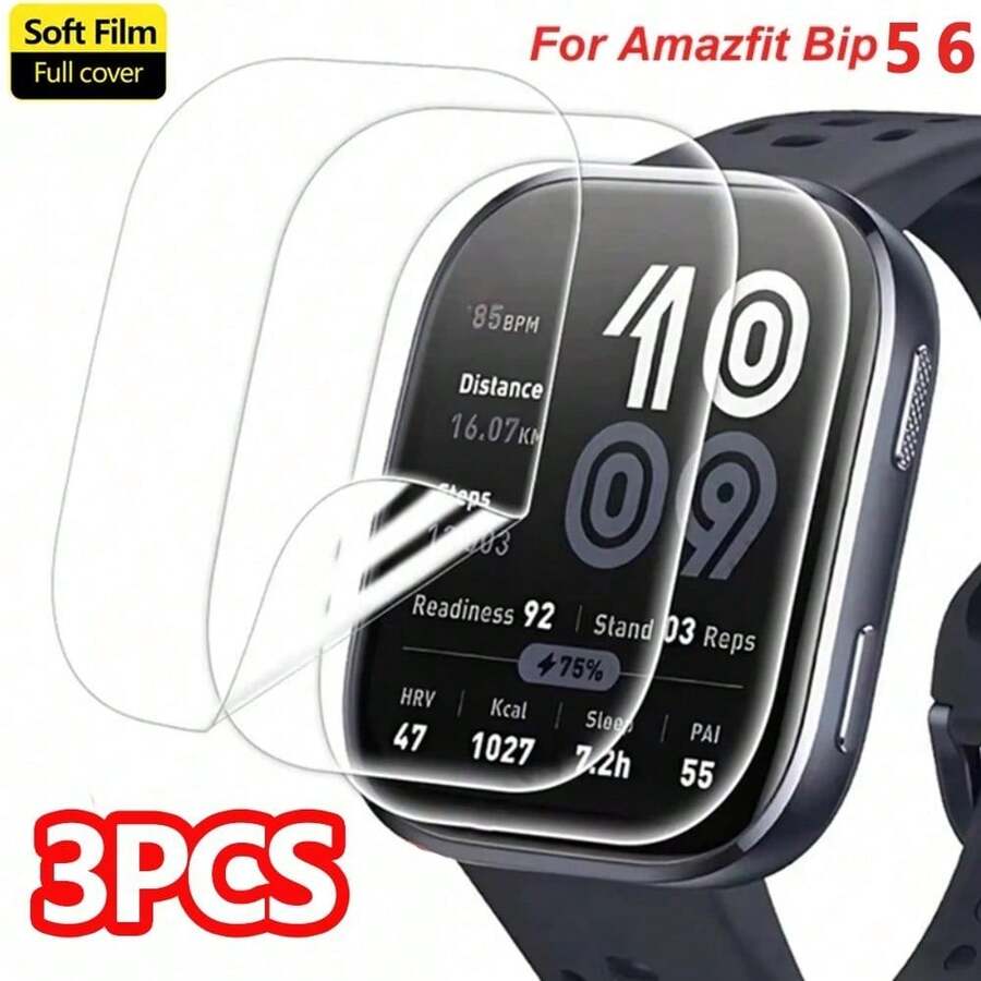 3 Peças Filme Hidrogel Macio para Amazfit Bip 5/Bip 6, Filme Protetor de Tela Flexível de Alta Transparência, Acessório Protetor Antirrisco TPU que se Ajusta Perfeitamente