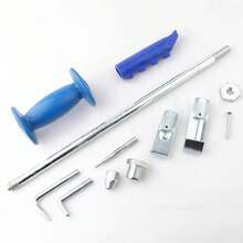 9pcs Automobile Sheet Metal Hammer Set, Made Of Durable Steel And Rubber Material, Car Body Repair Tool;  Practical & Functional Style, Silver With Blue Rubber Grip, Long - Handled And Hammer - Shaped Design, Comes With Multiple Attachments Detail.  Ideal For Effortlessly Removing Hail Dents And Other Minor Dents On Car, Truck Bodies.  Automotive Maintenance Gadget Perfect For Year - Round Use In Garages, Driveways.  Great As A Gift For Car Enthusiasts, Mechanics On Birthdays, Father's Day - 9pc - View 8