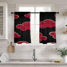 2pcs Anime  Curtain Panels Red Cloud Design Window Drapes, No Rod Needed, Quick Installation, Lightweight Polyester Privacy Window Treatments For Bedroom, Living Room, Kitchen Perfect For Fans Gift, Anime Gifts, Cloud Pattern Curtains, Easy Install Curtains, Bedroom Curtains, Themed Decor, Machine Washable, Blackout Drapes, Home Decorators Window Curtain For Livingroom Bedroom Bathroom Kitchen Zxl - trắng - Xem 8