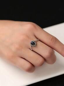 Sterling 925 Silver Ring 7*5mm Natural Gems Pietersite Adjustable Bands Women's Jewelry Valentine's Day Gift Never Fade