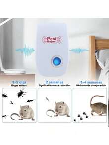12 Piezas Repelente Ultrasónico de Plagas Amigable para Niños y Mascotas, Ahuyentador Electrónico de Plagas para Interior, Control de Plagas en Interiores para Cucarachas, Ratones, Hormigas, Repelente - Blanco - Ver 4