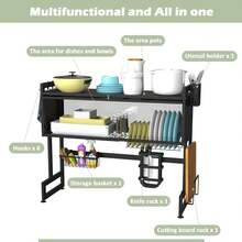 65cm Long Drainer With Translucent Door And Complete Accessories For Kitchen Sinks: Large-Capacity Dish And Cutlery Drying Rack,Kitchen Items For Ultimate Kitchen Efficiency With Cozy Fall& Winter Styles - Black - View 7