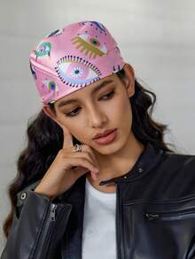 DareSee 1件裝女款Y2K眼睛印花正方形絲巾 優雅領巾頭巾緞面髮飾絲巾 冬季禮物 音樂節返校適用 - 彩色 - 查看 3