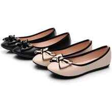 Women's Ballet Flat Shoes Fashion Bowknot Flats Round Toe Wedding FlatsChristmas - 黑色 - 查看 4