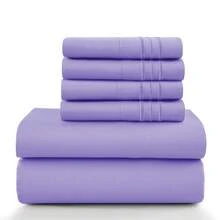 LUX DECOR 6-Piece Embroidered Bed Sheet Set – Brushed Microfiber, Deep Pocket, Lightweight & Breathable – Graduation Gifts, Home Decor, Sleep Protection For Dorms, Student Beds, Back‑To‑School Gift, Soft Bed Linens, Comfortable Sleep, Luxury Bed Set, Valentine's Day Bedroom, Spring Bedding Refresh, Guest Room Essentials, Dorm Room Bedding, Premium Bed Linens, Easy Care Sheets, Hypoallergenic Fabric, Year-Round Comfort, Master Bedroom Update, Matching Bedding Set, Hotel Quality Linens - 薰衣草 - 查看 12