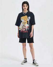 Camiseta Hombre Mujer Manga Corta Negra 100% Anime Divertido Texto Manga Cómoda Moda de Verano Estilosa Tops Unisex Regalo de Cumpleaños - Blanco - Ver 11