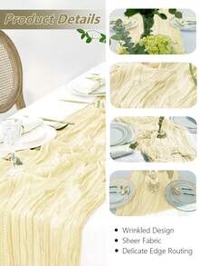 10pcs Nude Color Sheer Table Runners, 20x120 Inch Sheer Fabric Table Flags, 10ft Nude Color Table Runners For Wedding Birthday Party Baby Shower Dining Table Decor - Beige - View 3