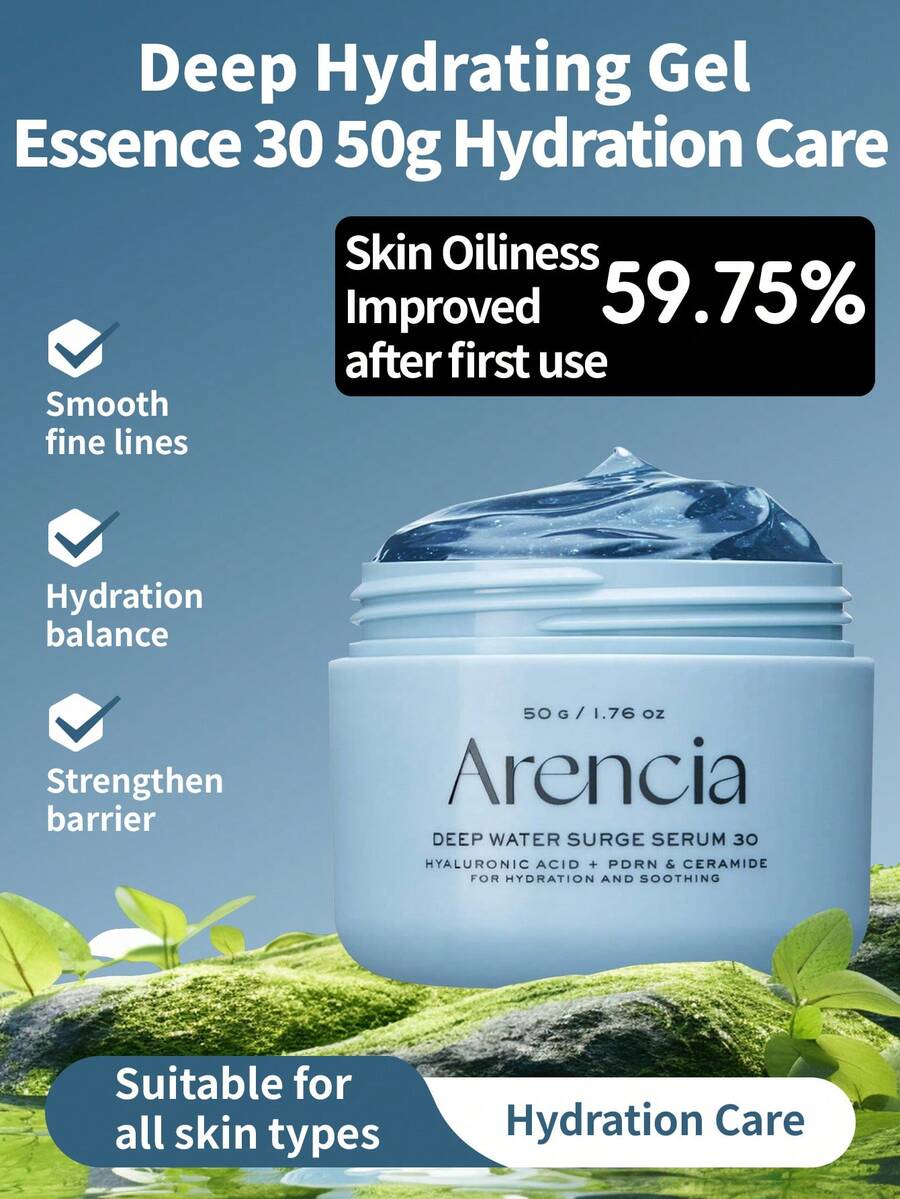 1瓶50克Arencia深层保湿凝露精华，高浓度保湿，蕴含透明质酸+泛醇+透明质酸钠，舒缓修护肌肤屏障，适合干性/敏感性肌肤，早晚日常护肤，应对季节变化 - 深層水潤凝膠精華30 50g - 查看 1
