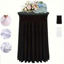 Khăn trải bàn cocktail co giãn 24/32 inch, khăn trải bàn tròn cho quầy bar cao, khăn trải bàn kiểu váy hè dệt kim, thiết kế rủ mềm mại, khăn trải bàn co giãn cho phòng tiệc và quầy bar. - Nhiều màu - Xem 5