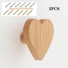 1/2 件心形木质旋钮单孔榉木把手木质橱柜把手抽屉柜把手带螺丝和膨胀管 - 愛心款 - 查看 11