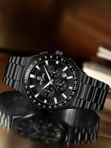 Reloj de cuarzo para hombres REWARD, estilo de moda de negocios, calendario de cronometraje, manecillas luminosas, multifuncional, de alta calidad, diseño clásico, correa de acero inoxidable - Multicolor - Ver 9