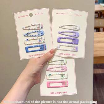 3 Pieces Hair Barrettes Set - Stylish & Cute Plaid & Cartoon Design, Suitable For Teens, Ideal For Taming Bangs And Side Hair, Claw Clips