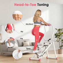 Foldable Stair Stepper For Home Gyms, Vertical Climbing Machine, Foldable Step Climber, Full-Body Workout, Adjustable Handrails/Pedals, 3-Level Incline Adjustment, White - trắng - Xem 4