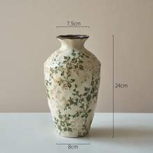 Rustic Green Crackle Glaze Ceramic Vase - Vintage Flower Arrangement Decor For Living Room, Table Centerpiece Gift Home Decor Room Decor Flower Vase Glass Vase - Multicolor - View 12