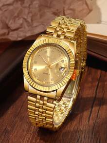 1pc Fashion Business Casual Men's Watch, Multi-Function Round Dial Alloy Steel Band Quartz Watch, Suitable For Festivals, Parties And Daily Wear, Best Gift For Men, No Gift Box - Multicolor - View 8