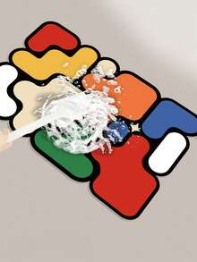 1pc Geometric Pattern Absorbent Doormat, Modern Anti-Slip Water Absorbing Carpet, Home Decor Entrance Mat, Silica Gel Bathroom Absorbent Mat Indoor Rug, Suitable For Home Decoration Flooring - Multicolor - View 4