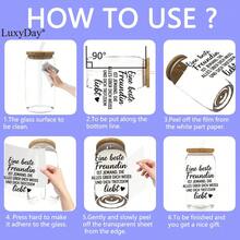 4张德语最佳友谊语录主题UV DTF转印贴纸，带有友谊语录艺术贴纸，适用于杯子、瓶子、DIY家具、玻璃器皿、瓶子和工艺品。 - 彩色 - 查看 3