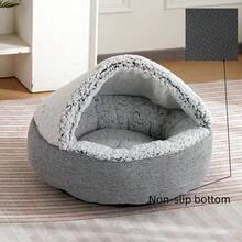 1 chiếc giường cho thú cưng mềm mại và thoải mái trong nhà, ấm áp và chống trượt, thích hợp cho mùa thu/đông, có thể giặt được - Xám - Xem 5