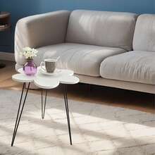 1pc White Flower Side Table, Waterproof & Scratch-Resistant, Detachable, Modern Minimalist Living Room Coffee Table, Bedroom Nightstand, Simple Storage Table - Multicolor - View 8