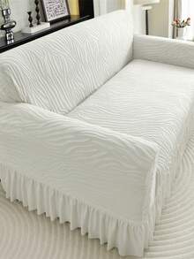 1 件套弹力沙发套，现代涤纶叶纹荷叶边沙发套，防尘防滑，适合 1/2/3/4 座沙发，四季皆宜 - 米色 - 查看 6