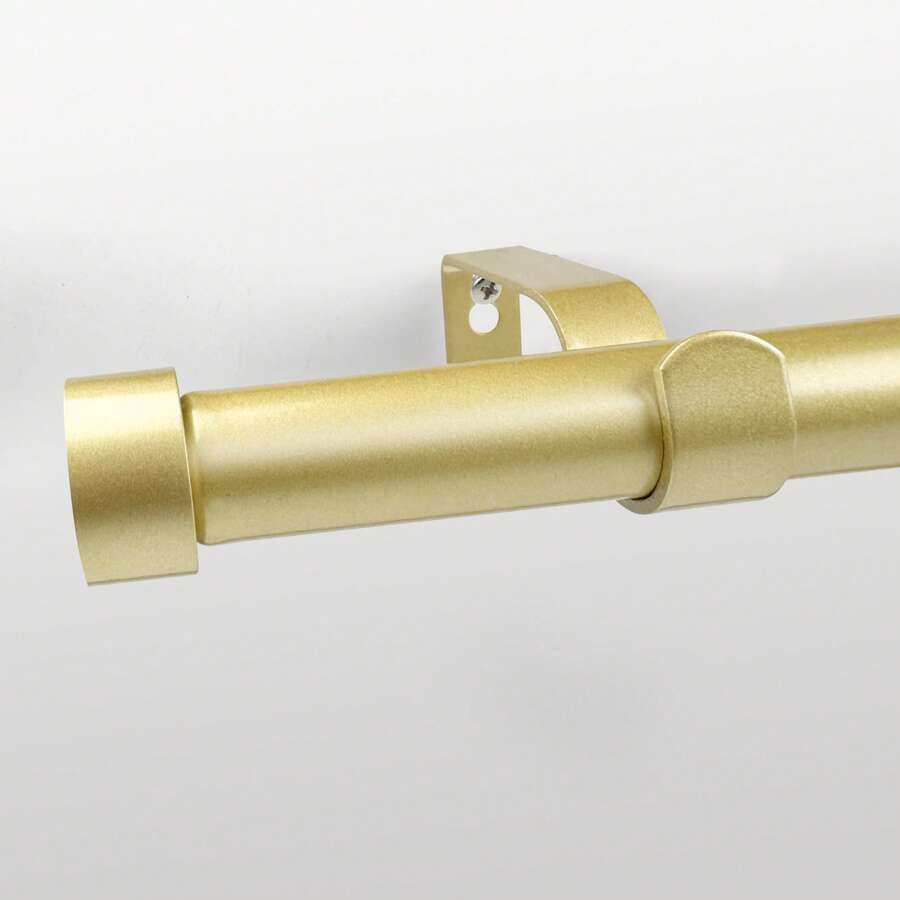 Curtain Rod, With A Diameter Of 1 Inch, Features A Seamless Splicing Design And Is Equipped With Aluminum Alloy End Caps For Window Decoration. It Is A Versatile Modern Fixed Heavy-Duty Curtain Rod Suitable For Various Curtains With Metal Rings, Hooks, Rod Pockets, Or Grommets. - Gold - View 1