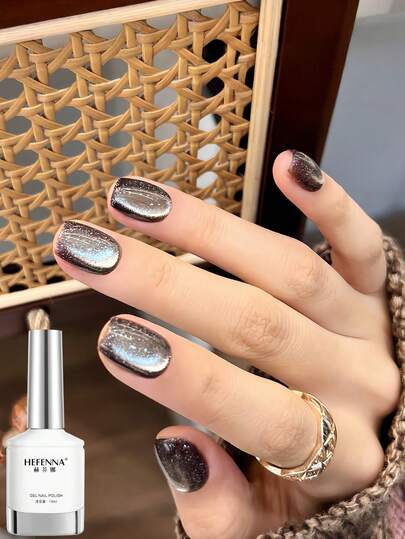 HEFENNA 焦糖棕色钻石猫眼凝胶指甲油、UV/LED 指甲胶、多用途玻璃珠 DIY 美甲沙龙凝胶、圣诞指甲（1 件）