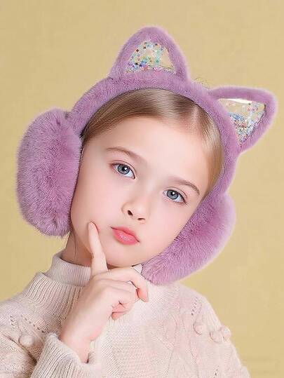 1 Cái Bịt Tai Mùa Đông Ấm Áp Cho Bé Gái Bé Trai Dễ Thương Có Thể Gập Lại Bịt Tai Giữ Ấm Cho Thời Tiết Lạnh