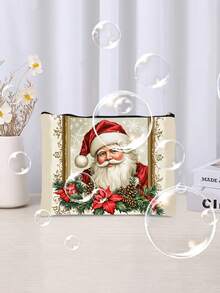 1/3/12pcs Vintage Santa Claus & Pine Cone Snowflake Print Cosmetic Bags - Lightweight Zipper Makeup Pouch, Polyester Travel Toiletry Organizer With Double-Sided Vivid Print, Suitable For Holidays, Parties, Travel, Ideal Gift For Women, Compact & Elegant Pattern Design Handheld Makeup Bag,Makeup Pouch,Cosmetic Bag,Travel Essential,Large Capacity,Large Makeup Bag,Christmas Gifts,Pouch,Travel,Gifts For Women,Women's Necessaire,Travel Essential,Pouch,Clutch / Small Handbag,Necessaire,Makeup Organizer,Makeup Organize,Pouch,Brush Holder,Mini Pouch,Large Capacity Pouch
