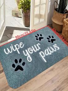 1pc New Dog Paw Print Welcome Mat, Suitable For Living Room, Bedroom, Indoor - Machine Washable - Flannel Material, Delicate Wrap, Skin-Friendly, No Pilling, Water-Resistant Easy Care, Odorless - Ideal For Home Decor, Room Decor, Living Room Carpet, Bedroom Carpet, Bathroom Carpet, Kitchen Carpet, Area Rug, Hotel Decor - Area Rug, All Season Use.