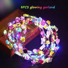 1 件/5 件/10 件多色 LED 发光花冠头带，夜光花卉发环，适合女士、婚礼、节日、圣诞节、新年派对、圣诞节