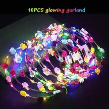 1 件/5 件/10 件多色 LED 发光花冠头带，夜光花卉发环，适合女士、婚礼、节日、圣诞节、新年派对、圣诞节