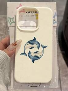 海洋 1 件可爱旋转海豚图案全覆盖 TPU 防震手机壳适用于 16、15、14、13、12、11 Pro Max 等系列 - 彩色 - 查看 3