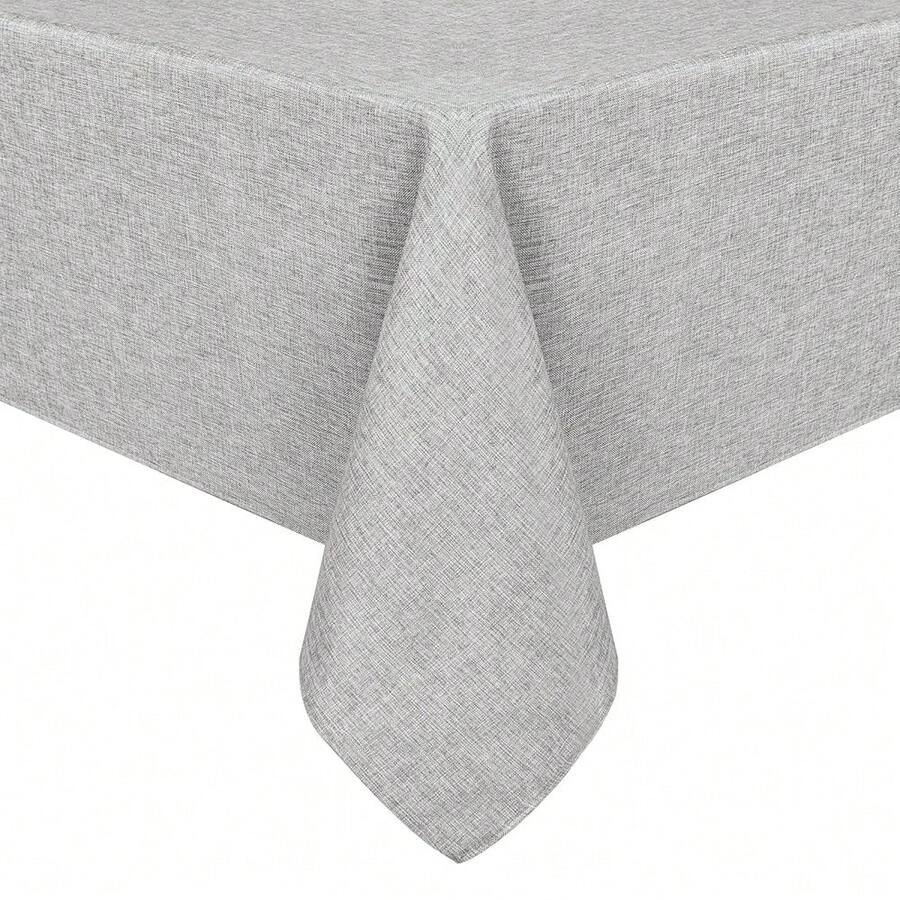 Faux Linen Rectangle Tablecloth - Wrinkle And Stain Resistant Washable Table Cloth For Kitchen Dining Room Holiday Table Cover For Dinner, Light Grey, 60 X 102 Inch - LightGrey102x60Rectangular - View 1