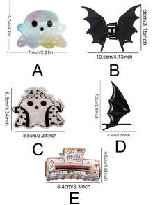 1 件万圣节鬼魂发夹怪异 Y2K 醋酸纤维爪夹：耀眼鬼魂形马尾发饰 - 非常适合万圣节派对和服装