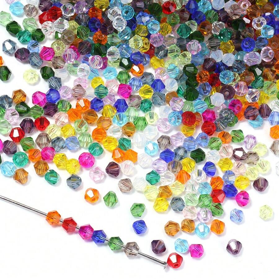 200 hạt pha lê Áo nhiều màu bicone 4mm hạt thủy tinh mài giác dùng làm đồ trang sức tự làm và đồ thủ công