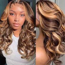 13x4 Ombre Lace Front Wigs Human Hair 28 Inch Body Wave Honey Blonde Highlight 4/27 Wig Human Hair 5x5 Glueless HD Frontal Wigs Human Hair Body Wave Wig For Women, Pre Plucked, 200 Density, Average Cap - SP4/27 - 查看 4