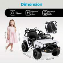 Kids Electric Ride On Car For 3-8, 2 Motors Off Road Truck With 2.4G Remote Control, LED Lights, Music, Horn & Wireless Connection, Battery Powered Ride On Toy For Boys Girls - White - View 2