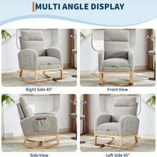 Danolapsi Rocking Chair Nursery With Foot Rest,Nursing Rocking Chairs For Mom Nursery,Upholstered Rocker Glider With High Backrest & Side Pocket For Living Room,Bedroom - Grey - View 5