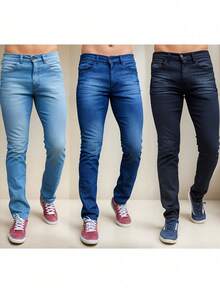 Kit 3 Men's Skinny Jeans Lycra Elastane Premium - Nhiều màu - Xem 1