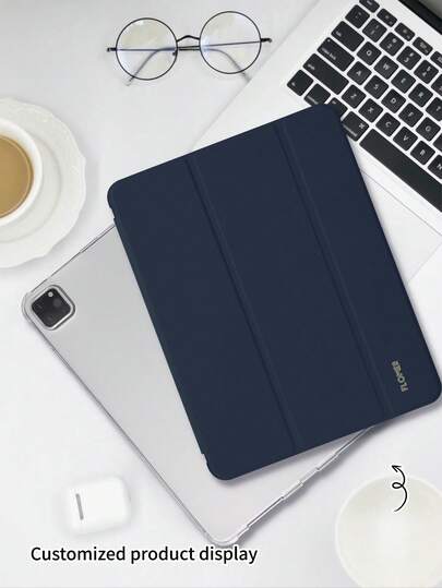 Etui na tablet z możliwością personalizacji tekstu, granatowe, jednolite, pasuje do iPadów Mini4/Mini5/Mini6/Mini7, iPad A16 2025, Air 11 13 M2 M3 Pro 11 13 M4 2024, Air 4 5 10.10.9, Pro 11 9.10.8.7.10.2.4.5.6. Model A8, możliwość personalizacji tekstu, potrójnie składana podstawka, wbudowane miejsce na ołówek, miękkie krawędzie, pełne pokrycie, proste, klasyczne etui z miękkiej skorupy TPU na tablet iPad z klapką. Uwaga: ostateczny styl czcionki zależy od rzeczywistego wyglądu i mogą występować niewielkie różnice w kolorach.