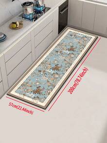 1pc Diatomite Kitchen Mat, Elegant Blue Floral Pattern, Cushioned Anti-Fatigue Kitchen Rug, Absorbent & Non-Slip, Suitable For Kitchen, Bathroom, Entryway, Laundry Room - Multicolor - View 17
